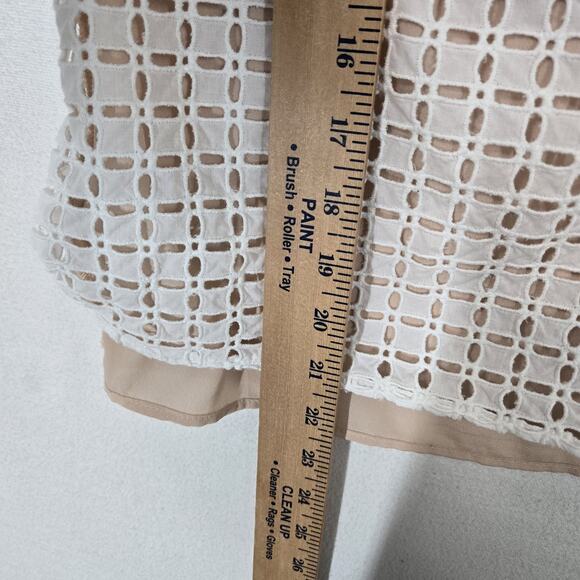 J Crew One Shoulder Ruffle Eyelet Top sz 6 White Cotton Nude Lining Boho Fairy - Picture 12 of 13